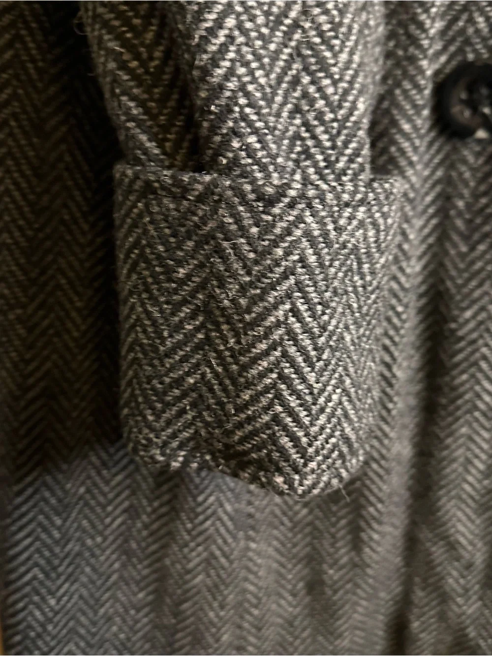 Relativity Black/Charcoal Herringbone Double Breasted Coat